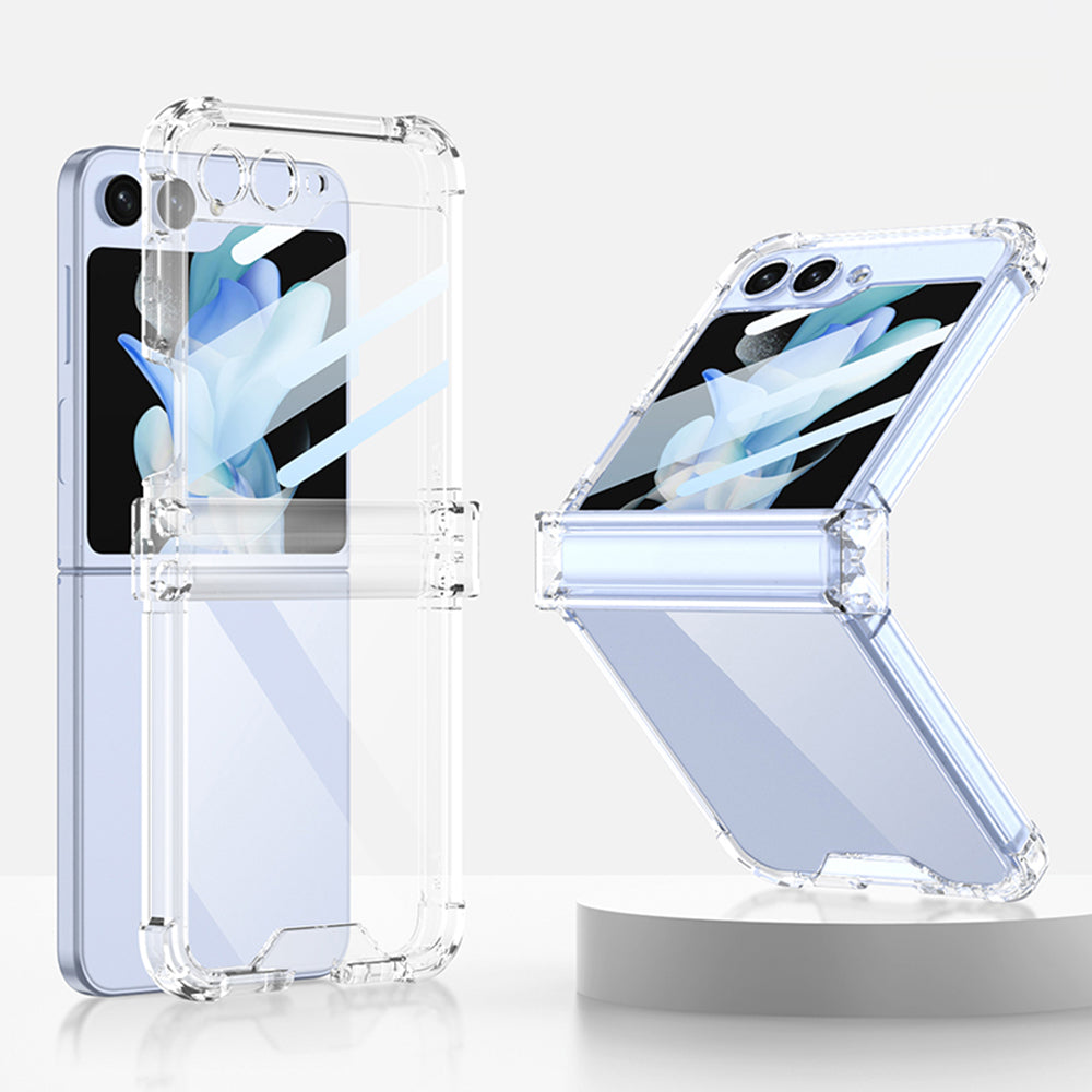 GKK pro Samsung Galaxy Z Flip5 5G pouzdro na telefon Vyztužené rohy TPU kryt s fólií z tvrzeného skla GKK pro Samsung Galaxy Z Flip5 5G pouzdro na telefon Vyztužené rohy TPU kryt s fólií z tvrzeného skla